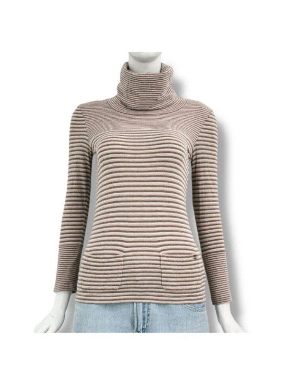 Chanel Top Border High Neck CC Logo Long Sleeve Multicolor